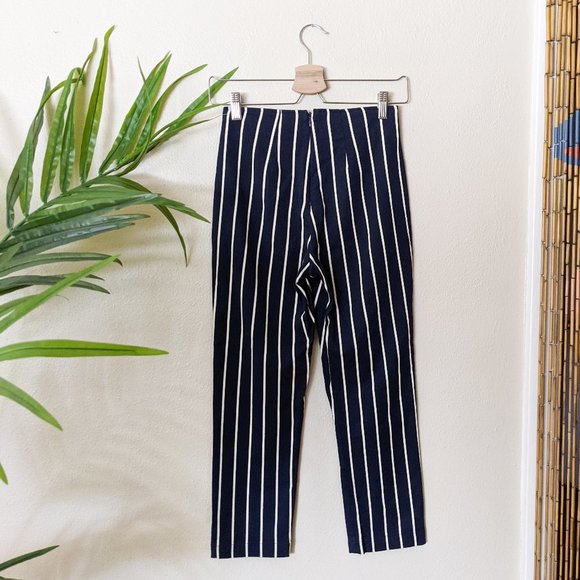 Reformation Navy Striped Cropped Pants - Picture 8 of 11